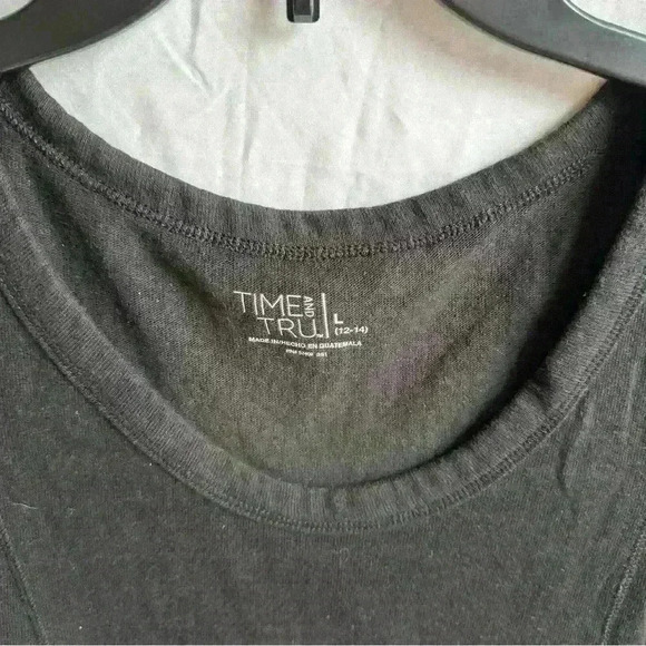 Time and Tru Black Tunic Top Short Sleeve Size L - Picture 3 of 3